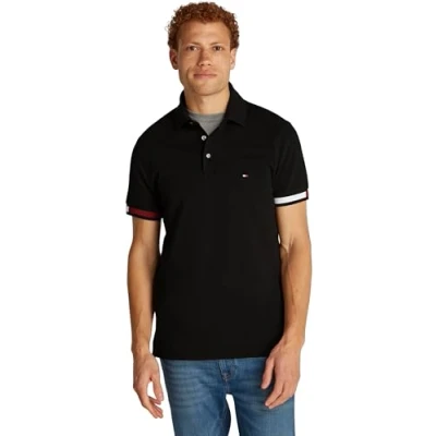 Abbildung von Tommy Hilfiger FLAG CUFF SLIM Poloshirt, Herren, Größe: XL, Black