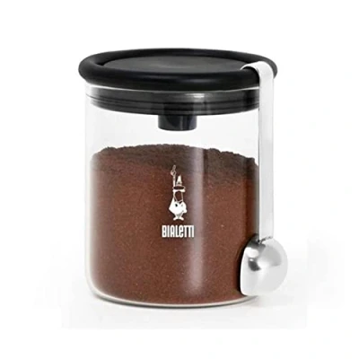 Abbildung von Bialetti 250 g Mokkaglas für Kaffee (mit Verschluss), Glas, Schwarz,transparent