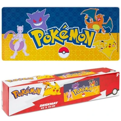 Abbildung von Pokemon Mauspad XXL 80x35 cm Schreibtischunterlage Groß Cooles Pikachu Mousepad Gaming rutschfest Schreibtisch Unterlage PC Gamer Mouse Pad (Marineblau)