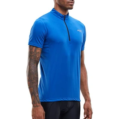 Abbildung von XGC Herren Kurzarm Radtrikot Fahrradtrikot Fahrradbekleidung für Männer mit Elastische Atmungsaktive Schnell Trocknen Stoff (Blue, M)