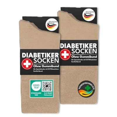 Abbildung von Diabetikersocken ohne Gummi &amp; Naht 97% Baumwolle (6 Paar) Diabetiker Socken mit Komfortbund für Damen Herren 26822 WP (Beige 47 50)