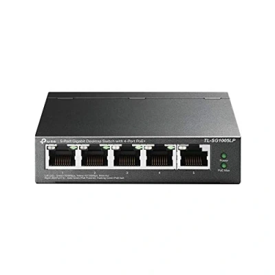 Abbildung von TP Link TL SG1005LP 5 Port Gigabit PoE Switch mit 4 PoE+ Ports (40 Watt, geschirmte RJ 45 Ports,IEEE 802.3af/at, Plug and Play Installation, lüfterlos) Schwarz