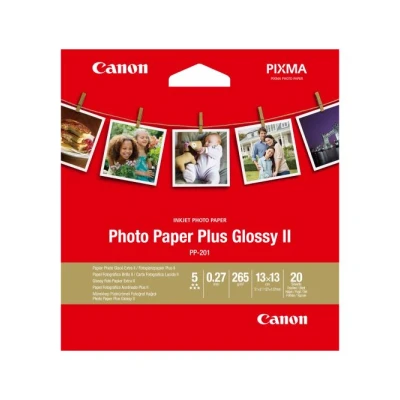 Abbildung von Canon 2311B060 Fotopapier PP 201 glänzend für Tintenstrahldrucker Pixma Drucker, Weiß, 265 g/qm, 13x13 cm, 20 Blatt