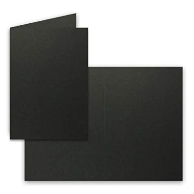 Abbildung von 25 Faltkarten B6 Schwarz Blanko Doppel Karten 12 x 17 cm sehr formstabil für Drucker geeignet Serie: FarbenFroh