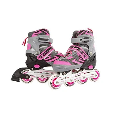 Abbildung von Kids Globe Street Rider Inlineskates (Inliner) rosa/grau, verstellbar von Größe 29 32, abec7 Alurahmen 720234