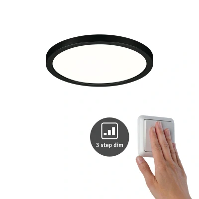 Abbildung von Paulmann 79965 LED Panel Einbaupanel Areo IP44 175mm 3 Step Dim rund incl. 1x13 W dimmbar Tageslichtweiß Schwarz Kunststoff Deckenleuchte 4000 K