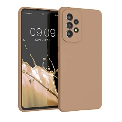 Abbildung von kwmobile Hülle kompatibel mit Samsung Galaxy A53 5G Silikon Handy Case Handyhülle weiche Oberfläche kabelloses Laden Cappuccino