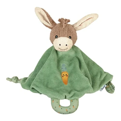 Abbildung von Sterntaler Schmusetuch M Esel Emmilius, Babyspielzeug ab Geburt, Flauschstoff und Polycotton, Hellgrün/Mehrfarbig