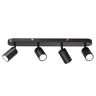 Abbildung von B.K.Licht Deckenlampe schwenkbar, GU10 Fassung, max. 5 Watt, Deckenleuchte, Lampe, Wohnzimmerlampe, Schlafzimmerlampe, Küchenlampe, Deckenstrahler, Deckenbeleuchtung, 55x6x9 cm, Schwarz