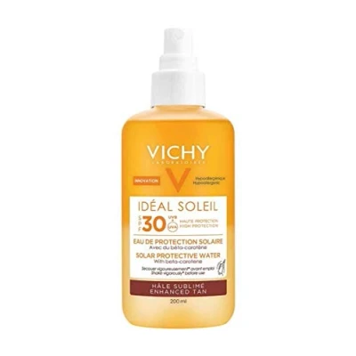 Abbildung von Vichy Capital Soleil Bräunungsintensivierendes Sonnenspray mit LSF 30, Hoher Schutz gegen UVA und UVB Strahlung, Bis zu 1 Monat längere Bräune, Für Gesicht Körper, 200 ml