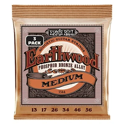 Abbildung von Ernie Ball Earthwood Medium Phosphor Bronze Akustik Gitarrensaiten, 3er Pack, Stärke 13 56