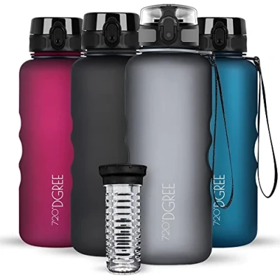 Abbildung von 720DGREE Trinkflasche 1,5l “uberBottle“ softTouch +Früchtebehälter BPA Frei Wasserflasche für Gym, Fitness, Outdoor, Wandern XL Tritan Sportflasche: Groß, Leicht, Stoßfest, Wiederverwendbar