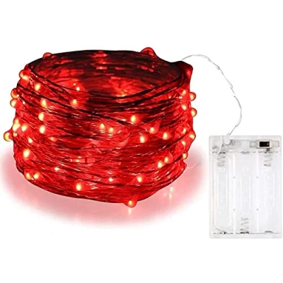 Abbildung von BOLWEO LED Lichterkette, 10Ft/3M 30Leds Weihnachtsschnur Outdoor String Batterie Betrieben, Wasserdicht für Weihnachtsbaum CHRISTMAS, Festlich, HÄUSER ETC (Rot)
