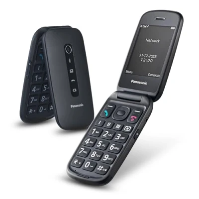 Abbildung von Panasonic KX TU550EXB 4G Essentials Clamshell Handy für Senioren, 1,2 MP Kamera, Seniorentelefon mit großem 2,8 Zoll Display, 300 Stunden Standby Zeit, Schwarz