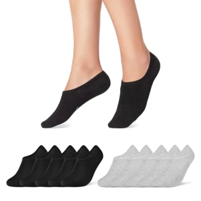 Abbildung von 10 Paar Sneaker Socken Herren Damen Füßlinge Schwarz Weiß Grau Baumwolle 16805 (Schwarz&amp;Grau 43 46)