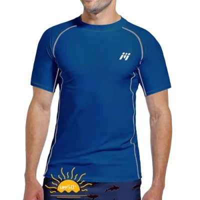 Abbildung von MEETWEE Herren Rash Guard Vest Männer Langarm/Kurzarm UV Schutz T Shirt Tops UPF 50+ Schnelltrocknend für Schwimmen Surfen Wassersport