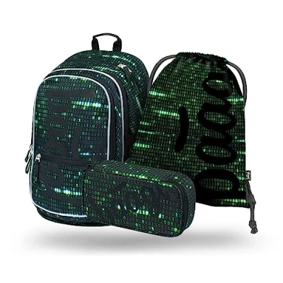 Abbildung von Baagl Schulrucksack Set Jungen 3 Teilig, Schultasche für Grundschule Volksschule, Ranzen mit Brustgurt, Ergonomischer Schulranzen (Numbers)