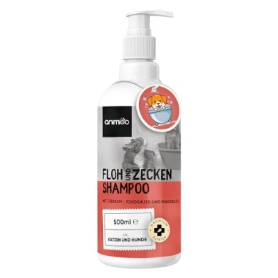 Abbildung von animigo Flohshampoo Hund &amp; Katzen 500ml Flohmittel Mit Teebaumöl Gegen Zecken, Flöhe Juckreiz Alternative zu Flohspray, Zeckenhalsband, Flohkamm Kokosöl, Mandelöl Natürliche Zutaten