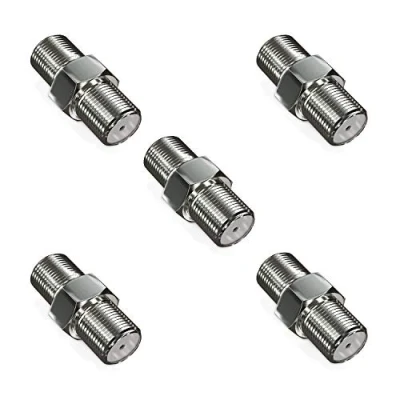 Abbildung von deleyCON 5 Stück Sat Adapter Verbinder Koaxialkabel verlängern 2X F Buchse Vernickelt für Kabel BK Anlagen