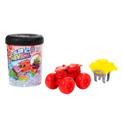 Abbildung von Hot Wheels Monster Trucks Color Reveal Überraschungseffekt mit Farbwechseleffekt in warmem und kaltem Wasser, inklusive Wassersprühtank, für Kinder ab 3 Jahren, HJF39