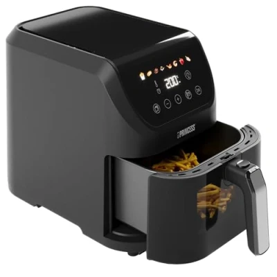Abbildung von Princess Slim Airfryer 5L 1500 W leiser Betrieb (55 db) Platzsparendes Design Ölfrei 8 Kochprogramme Einstellbarer Thermostat Spülmaschinenfeste Teile Antihaftbeschichtung 182240