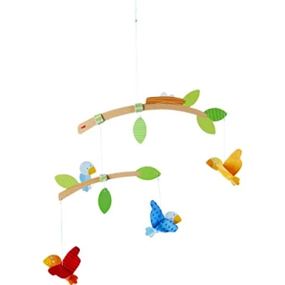 Abbildung von HABA 304314 Mobile Vögelchen, Babyspielzeug für den Wickeltisch, stimuliert die Sinne von Babys, als Geschenk zur Geburt und Taufe