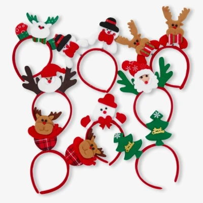 Abbildung von THE TWIDDLERS 8 Weihnachtliche Haarreifen, Rentiergeweihe &amp; Kopfschmuck für Kinder und Erwachsene, Schneemann, Tannenbaum Weihnachtsmann Kopfbedeckung, Rentier Haarreif, Haarreif Weihnachten 30cm