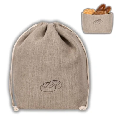 Abbildung von slowroom Brotbeutel 30 x 34 cm und Brotkorb 2 in 1 Stoff doppelte Leinenschicht Brötchenbeutel Atmungsaktiv Dekorativ Brotkörbchen Leicht zu Pflegen, Natur