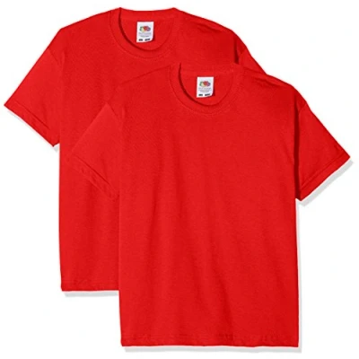 Abbildung von Fruit of the Loom Jungen Kinder Valueweight kurzen Ärmeln, 2 Stück T Shirt, Rot (Rot), 7 8 Jahre (2er Pack)