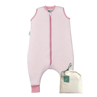 Abbildung von molis&amp;co Baby Schlafsack mit Füßen Ideal für Frühling und Herbst Babyschlafsack 1 tog Leicht gepolstert 100% Baumwolle (Oeko TEX 100), Premium Qualität Vichy Pink (60 cm)