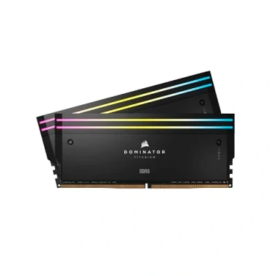 Abbildung von CORSAIR Dominator Titanium RGB DDR5 RAM 64GB (2x32GB) 6000MHz CL30 Intel XMP iCUE Kompatibler Computerspeicher Schwarz (CMP64GX5M2B6000C30)