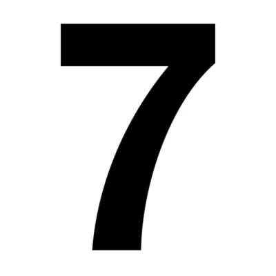 Abbildung von Zahlen Aufkleber Nr. 7 in schwarz I Höhe 10 cm selbstklebende Haus Nummer, Ziffer zum Aufkleben für Außen, Briefkasten, Tür wetterfest kfz_673_7