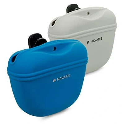 Abbildung von Navaris Hunde Futterbeutel aus Silikon 2er Set 2X Snackbeutel mit Clip und Magnet Futtertasche Leckerlis Trockenfutter Nassfutter