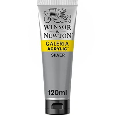 Abbildung von Winsor &amp; Newton 2131617 Galeria Acrylfarbe, hohe Pigmentierung, lichtecht, buttrige Konsistenz, 120 ml Tube Silber