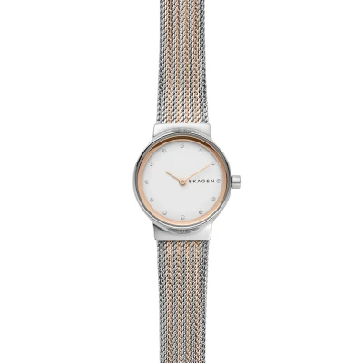 Abbildung von Skagen Freja Uhr für Damen, Quarzwerk mit Edelstahl oder Lederarmband, Roségoldton und Silberton, 26MM