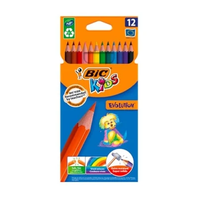 Abbildung von BIC Kids ECOlutions Evolution Buntstifte Set (für Kinder ab 5 Jahren, Farbstifte ohne Holz, mit bruchsicherer Mine sicher Schreiben, 12 Stifte im Kartonetui)