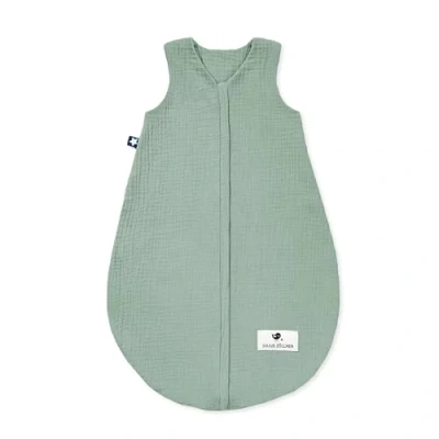 Abbildung von Julius Zöllner Musselin Sommerschlafsack grün, Größe 80 aus weicher Baumwolle, sicher und schadstoffgepüft, ideal für warme Sommernächte