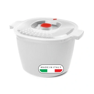 Abbildung von SNIPS Pastakocher ,Nudelkocher Weiß 100% Hergestellt in Italien Nudel und Kartoffelkocher für die Mikrowelle 4 l 26.5 x 22 16,5 cm Farbe Rot Made Italy, Kunststoff, LT