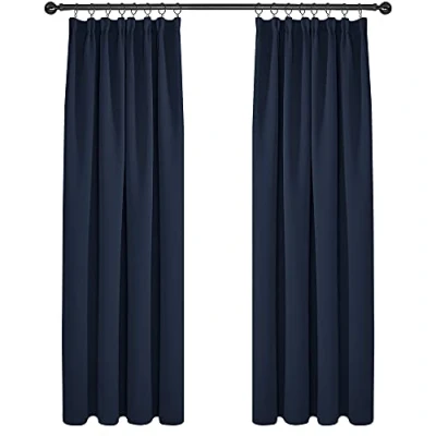 Abbildung von Deconovo Vorhang Blickdicht Verdunkelung Kinderzimmer, 229x168cm(HöhexBreite), Dunkelblau, 2er Set