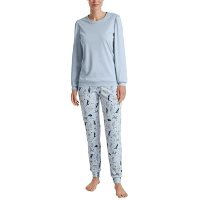 Abbildung von Calida CAT Dreams BÜNDCHEN Pyjama, Damen, Größe: 36/38, Harmony blue