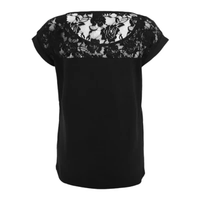 Abbildung von Urban Classics Ladies TOP Laces TEE Tshirt print, Damen, Größe: XS, Black