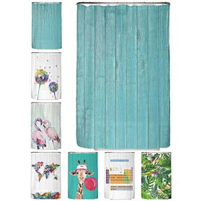 Abbildung von arteneur® Holz Türkis Anti Schimmel Duschvorhang 120x200 Recycelt mit Öko Tex Standard 100 Beschwerter Saum, Blickdicht, Wasserdicht, Waschbar, 8 Ringe &amp; E Book Reinigungs Tipps