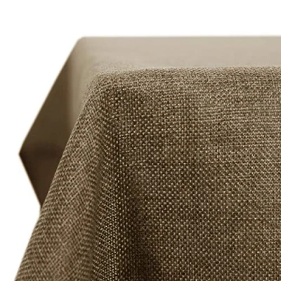 Abbildung von Deconovo Tischdecke Leinenoptik Lotuseffekt Tischwäsche Wasserabweisend Tischtuch 150x300 cm Taupe