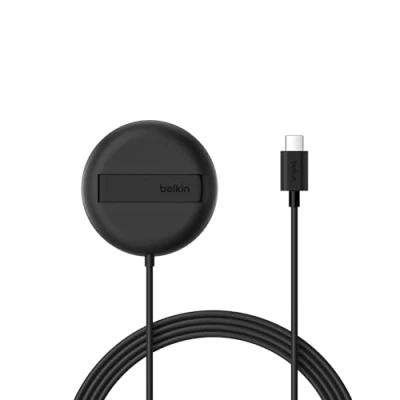 Abbildung von Belkin Magnetisches Kabelloses Ladegerät (15W) mit Ständer zertifiziertes MagSafe Ladegerät, Qi2 Ladestation für iPhone 16 Serie, Samsung Galaxy S25 AirPods usw. (ohne Netzteil) Schwarz