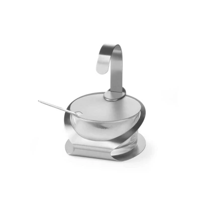 Abbildung von HENDI Zuckerdose ø 13 x 9 cm mit Löffel Glasbehälter Edelstahl