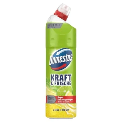 Abbildung von Domestos Kraft &amp; Frische WC Gel Lime Fresh sorgt für hygienische Sauberkeit im Badezimmer