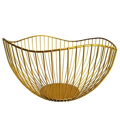 Abbildung von DMAR Obstschale Gold, Obstkorb Metall, Obstkörbe Modern, 25x14cm Groß aus Eisen Früchtekorb