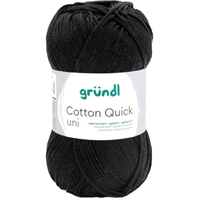 Abbildung von Gründl Wolle Cotton Quick uni Garn zum Stricken &amp; Häkeln aus 100 % Baumwolle, 1 Knäuel 50 g / 125 m, Häkelgarn/ Strickgarn , Schwarz
