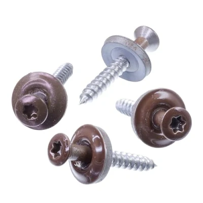 Abbildung von SECCARO Spenglerschraube 4,5 x 35 mm, RAL 8011 nussbraun, Edelstahl A2, EPDM Dichtscheibe 15 TX/Innensechsrund, 100 Stück