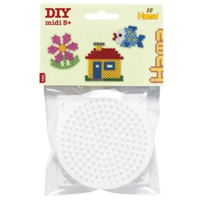 Abbildung von Hama Perlen 4451 Kleine Stiftplatten 3er Set für Midi Bügelperlen mit Durchmesser 5 mm, Motive Quadrat, Sechseck und Stern in weiß, kreativer Bastelspaß Groß Klein